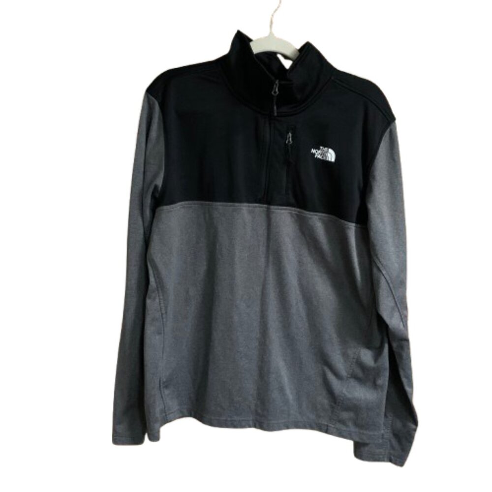 The North Face Men's Large Gray Black 1/4 Zip Pullover Long Sleeve Shirt EUC